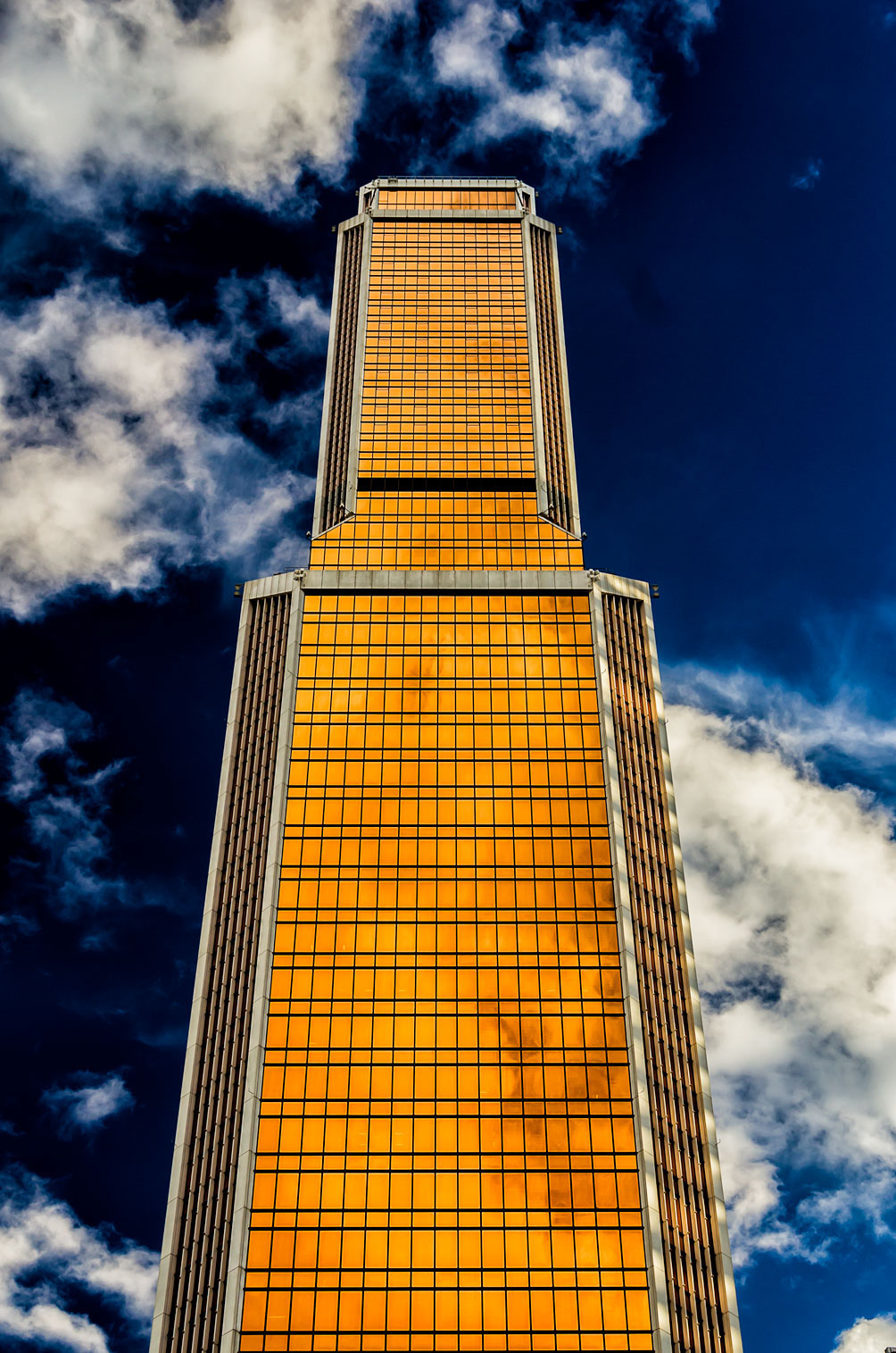 skyscraper Moscow SKY golden clouds geometry reflections glass industrial goldfinger