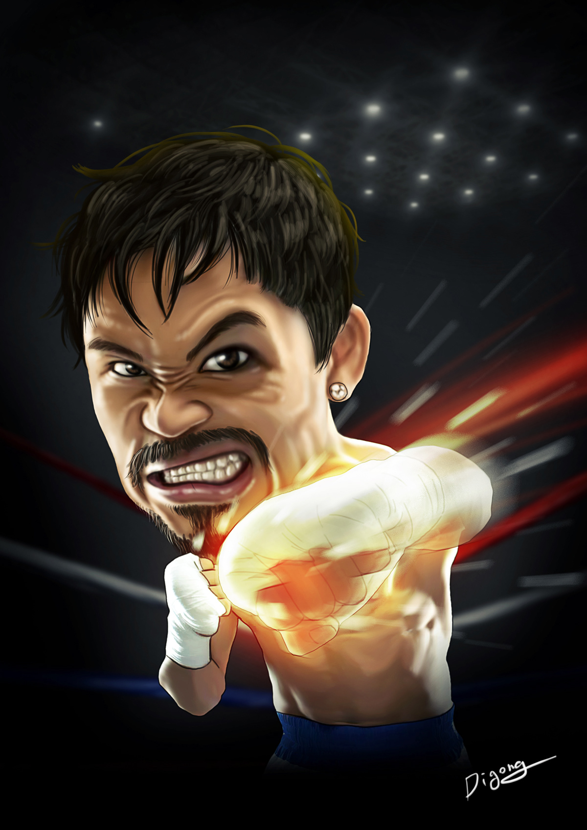 caricature   photoshop illust Boxing