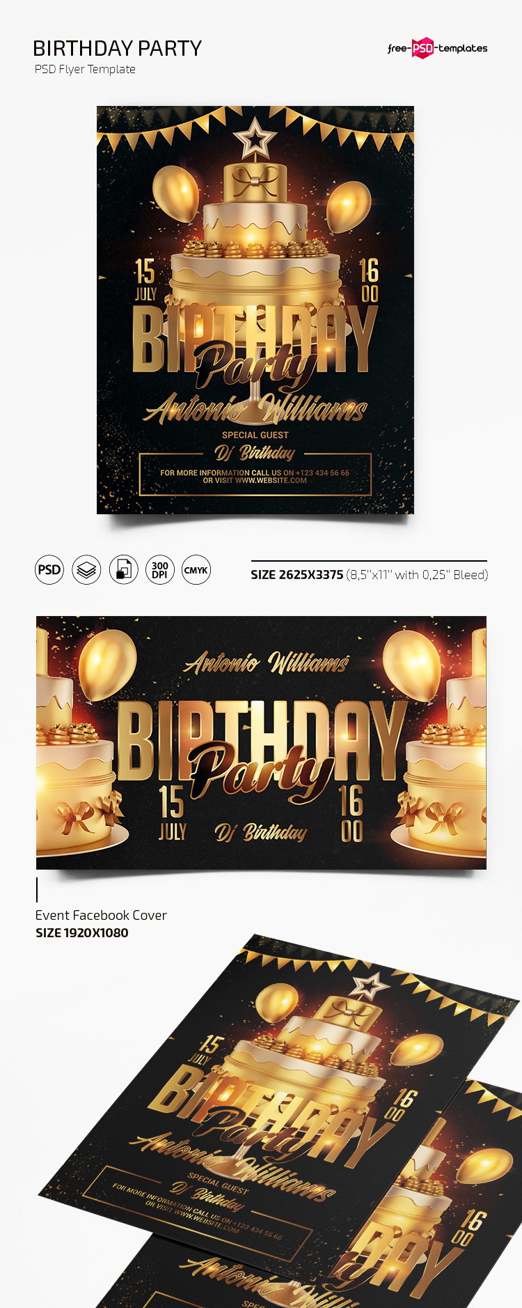 FREE BIRTHDAY PARTY FLYER TEMPLATE IN PSD on Behance Pertaining To Birthday Party Flyer Templates Free