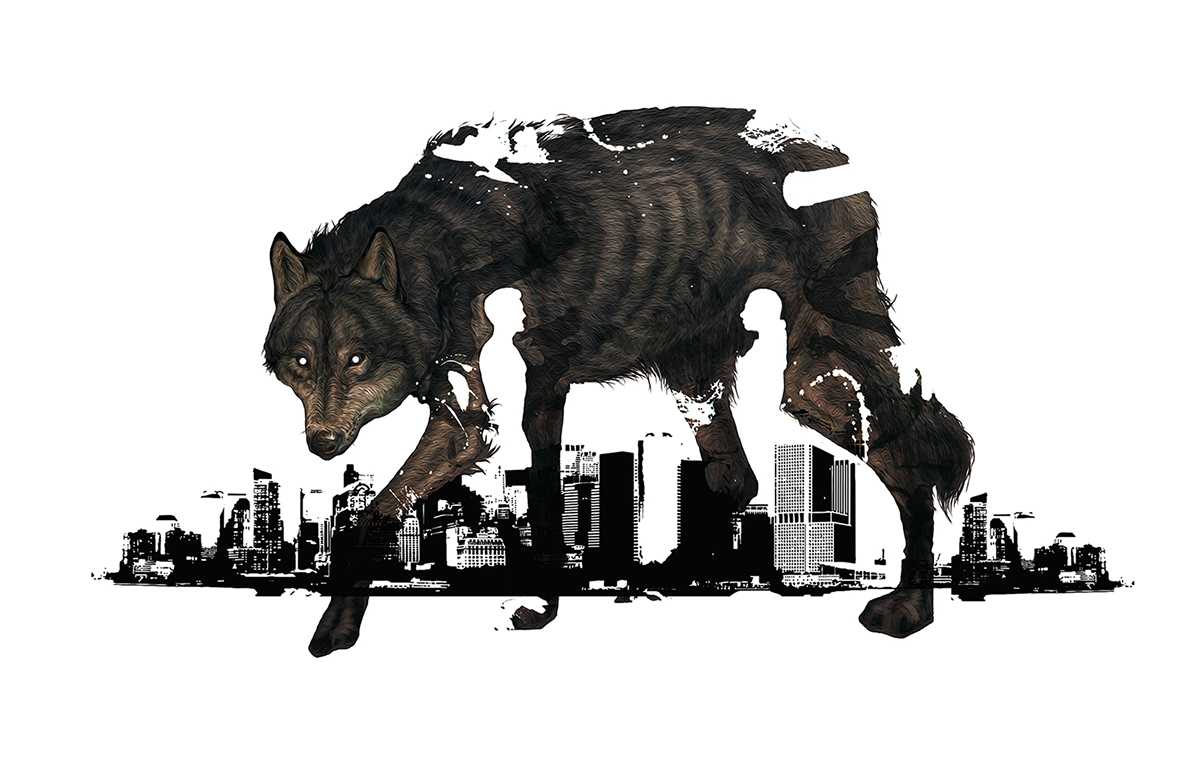 animal animals animal art dark art dark wolf wolves steppenwolf Herman Hesse city ink