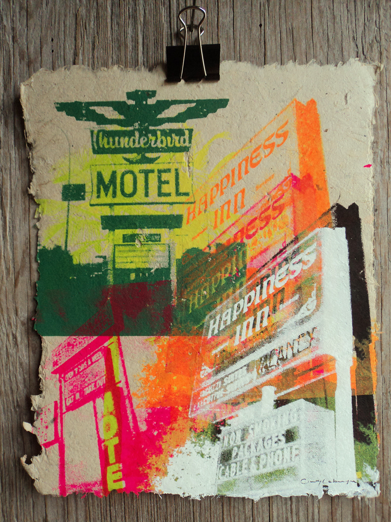 sérigraphie print hand pulled sikscreen estampe silkscreen motel vintage sign Motel Signs