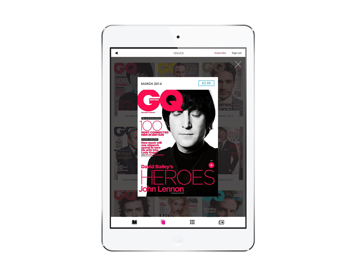 GQ app application iPad UI ux interaction Usability trend condenast user experience shop Ecommerce publication magazine