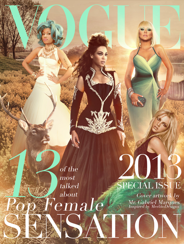 nicki minaj Beyonce Christina Aguilera Britney Spears Lady Gaga pink Cher Rihanna shakira Jennifer Lopez Kyile Minogue Katy Perry madonna Vogue Cover vogue