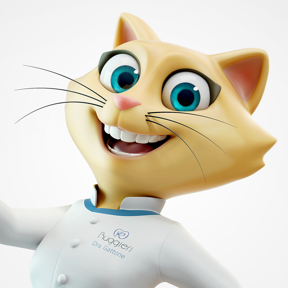Cat mascote cartoon Character design 3D