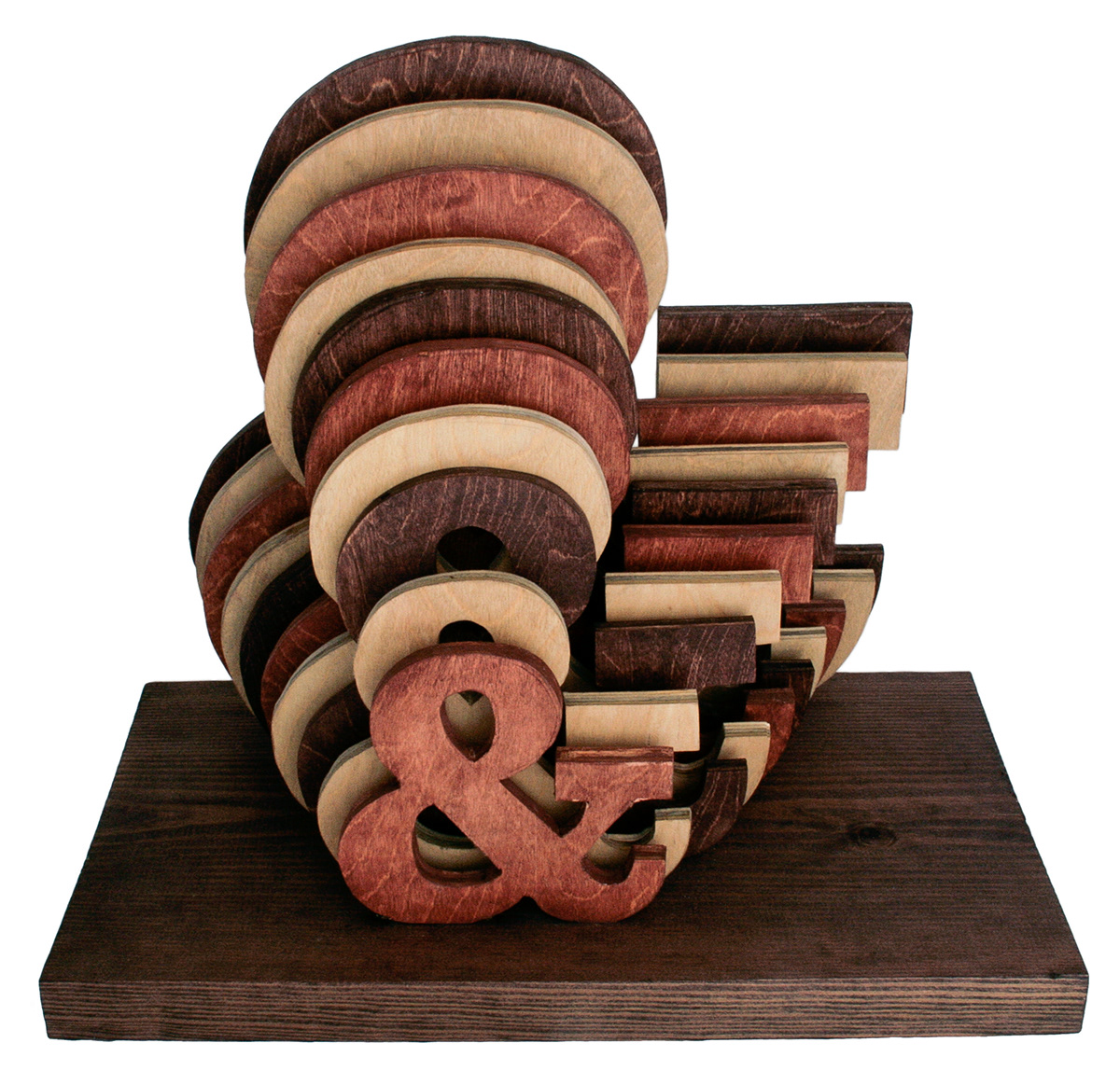 wood stained wood   ampersand sculpture type design