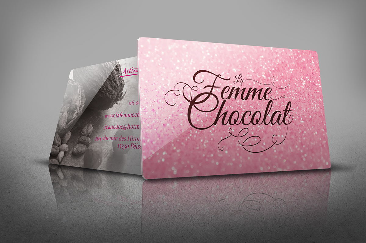 carte de visite site internet chocolat rose sucre patissier chocolatier