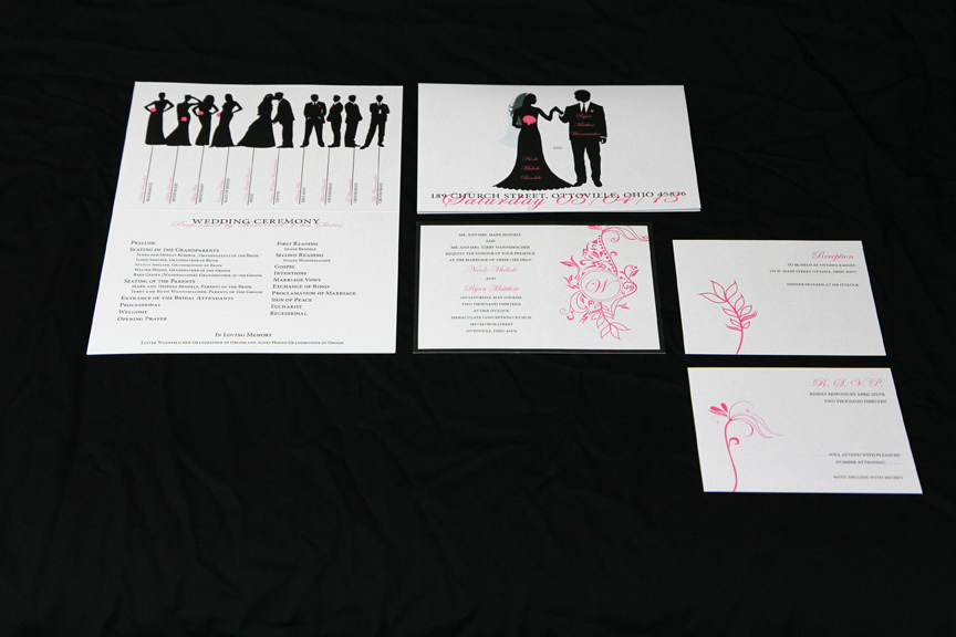 wedding invite Invitation bridal graphic design ILLUSTRATION  pink logo monogram black floral