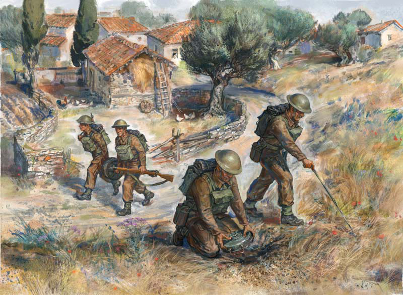 british Sapper Military World War II mine Lee Enfield tellermine chicken olive Landscape tommy ww2