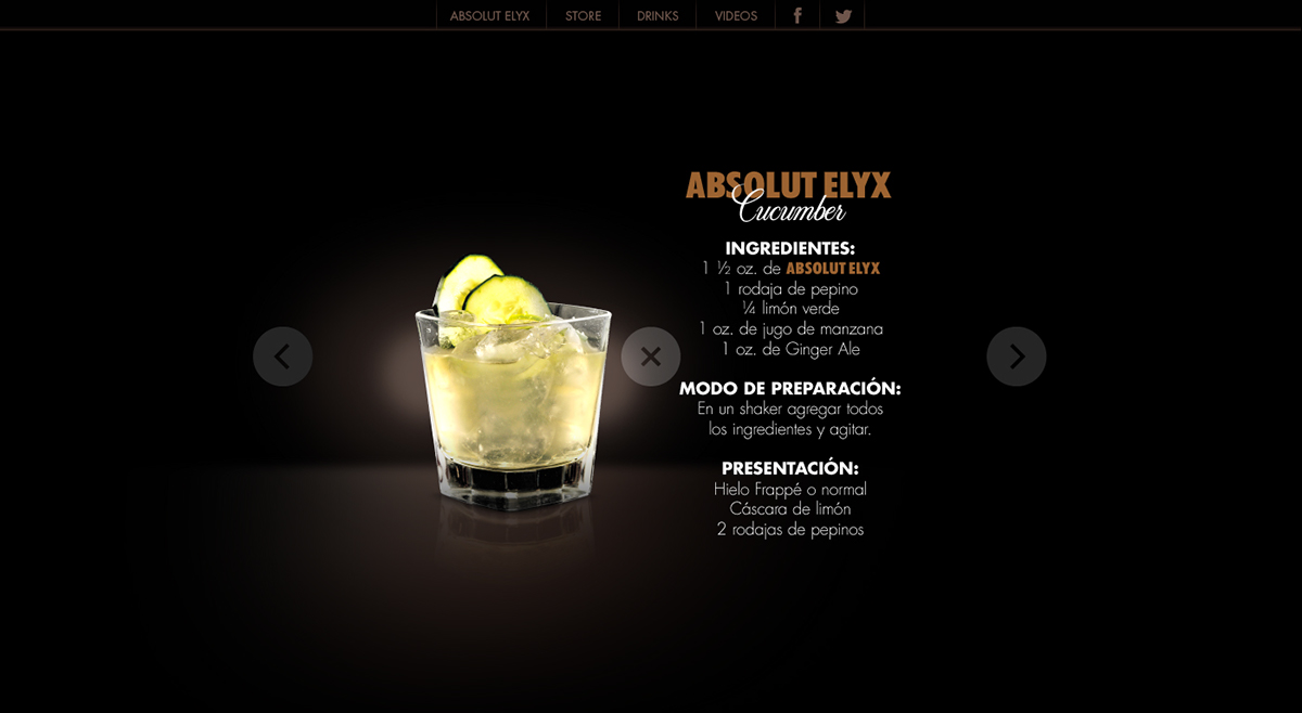 ABSOLUT ELYX   absolut  Mexico  drinks  store   web design copper