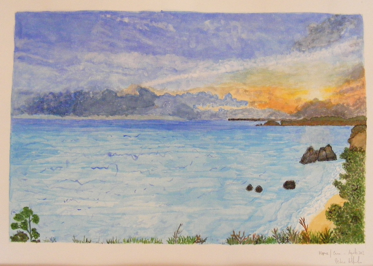 watercolor aguarela sunset beach