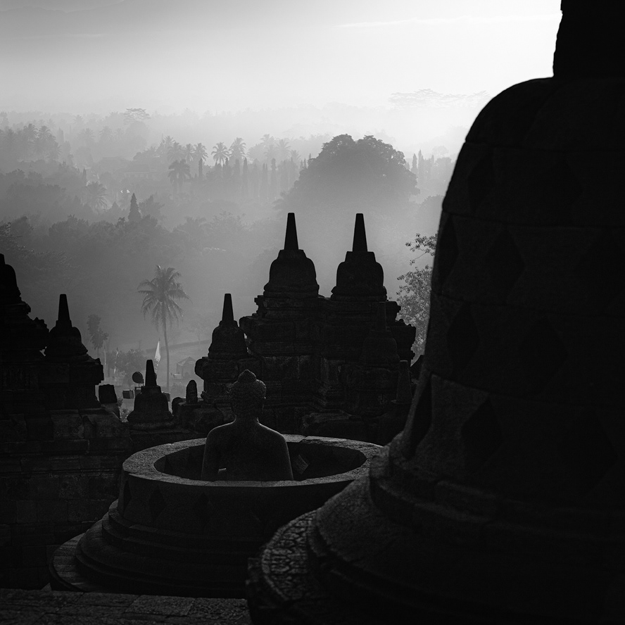 borobudur Buddha budhism indonesia sacred temple black and white java lightroom Photography 
