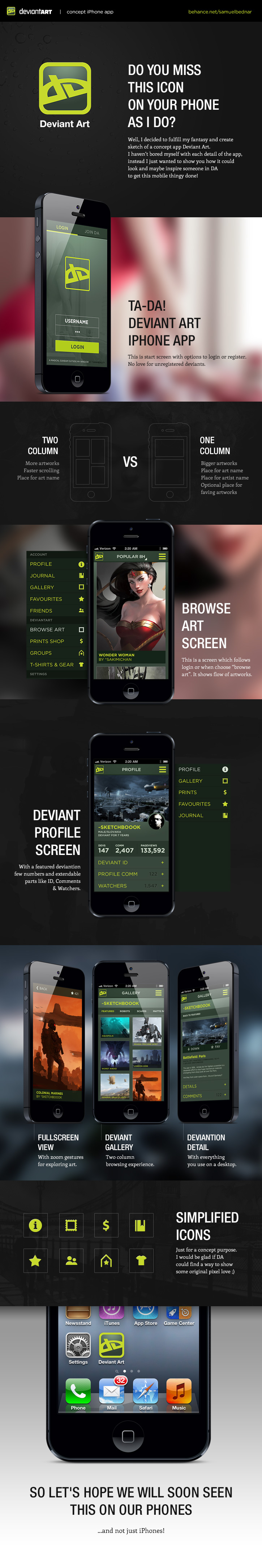 deviant art Deviantart iphone app ios android smartphone concept fan application mobile gallery