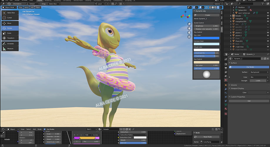 3D Adobe Portfolio animation  frog kid lizard ness nessie reptile searching for water swimming videogame Walk Cycle