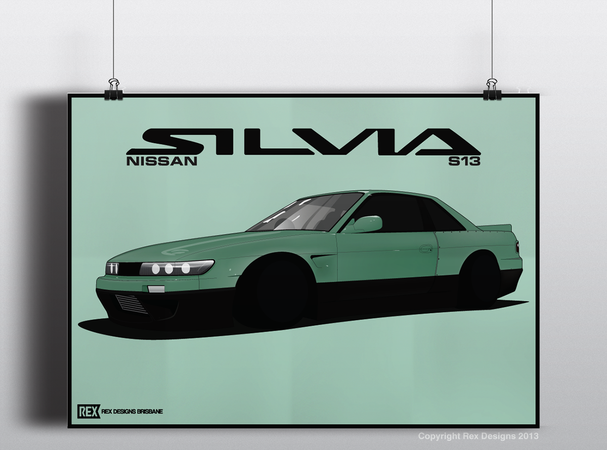 Nissan  Silvia  S13  k  J  G  japanese   JDM  2tone   colour  turqoise  factory  design  graphic design car