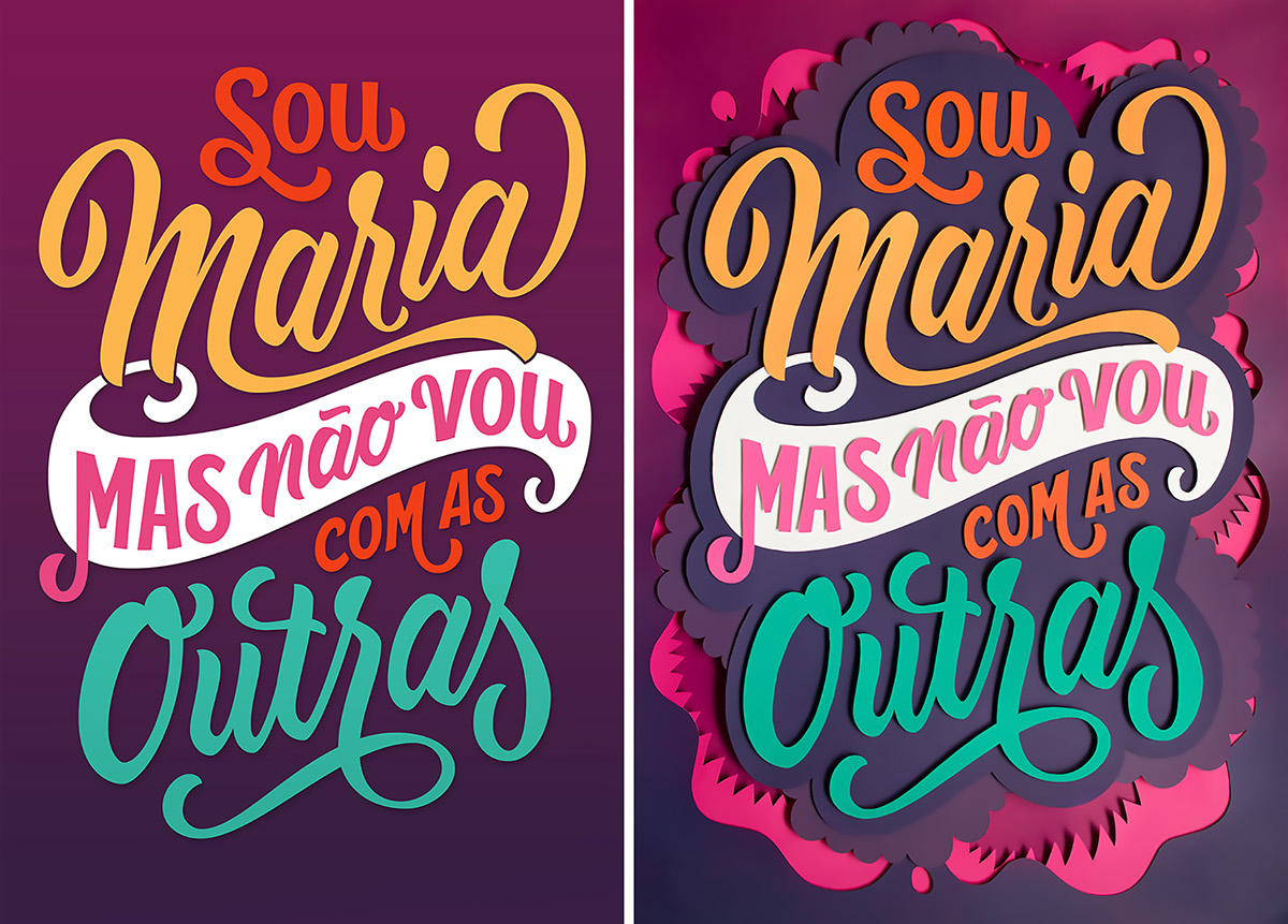 lettering HAND LETTERING cut-out lettering maria instagram Sou Maria