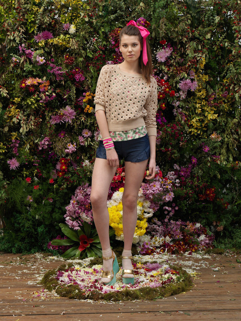 Nature forest Flowers wall of flowers girl
