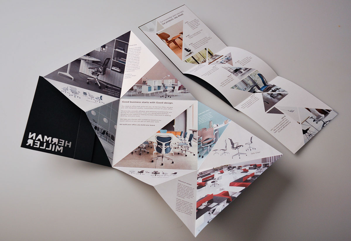 herman miller furniture brochure folded origami 
