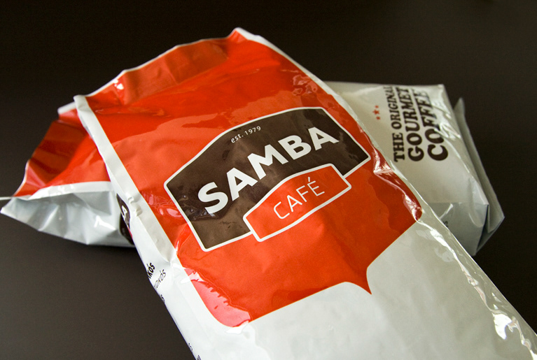 Samba Cafe Coffee coffee beans brown red espresso drip package car redesign cards