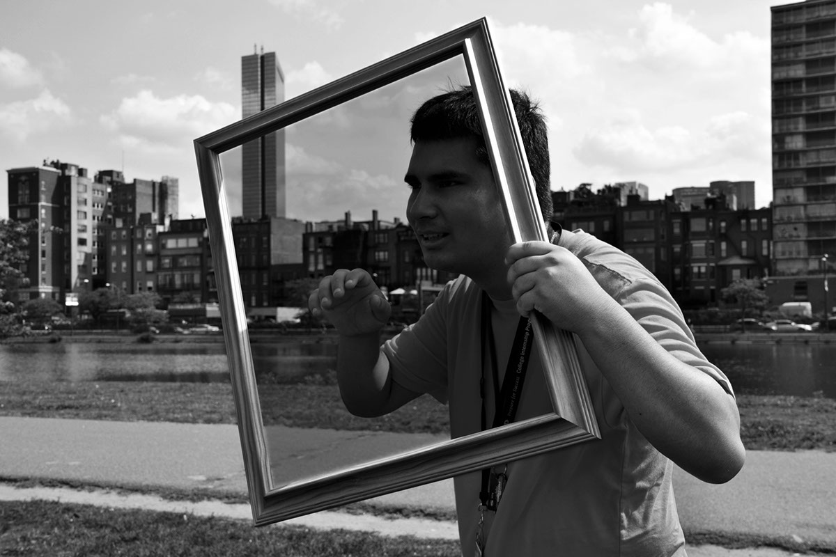 black & white reality frame Perspective city portrait