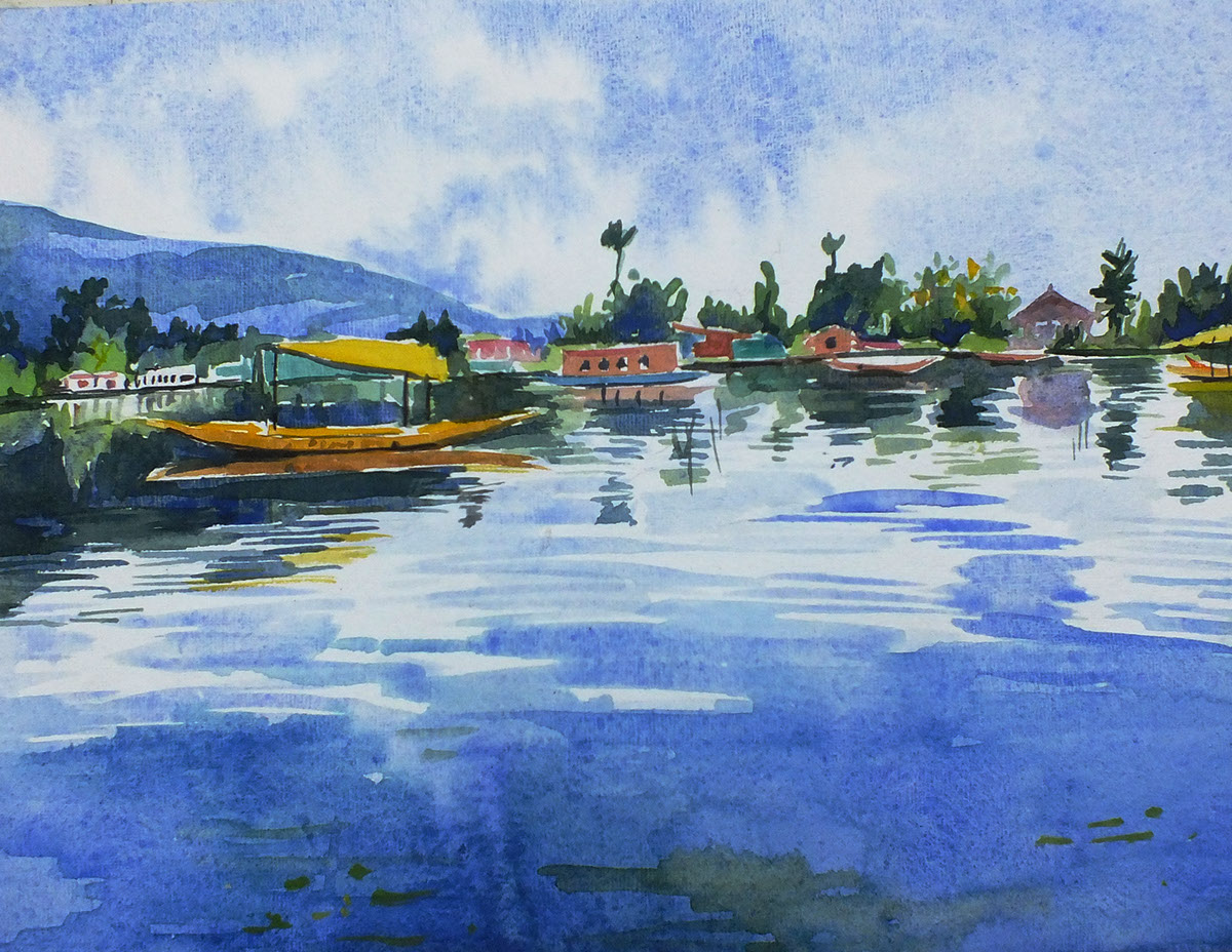 watercolor Paintings handmade paper hometown Expression