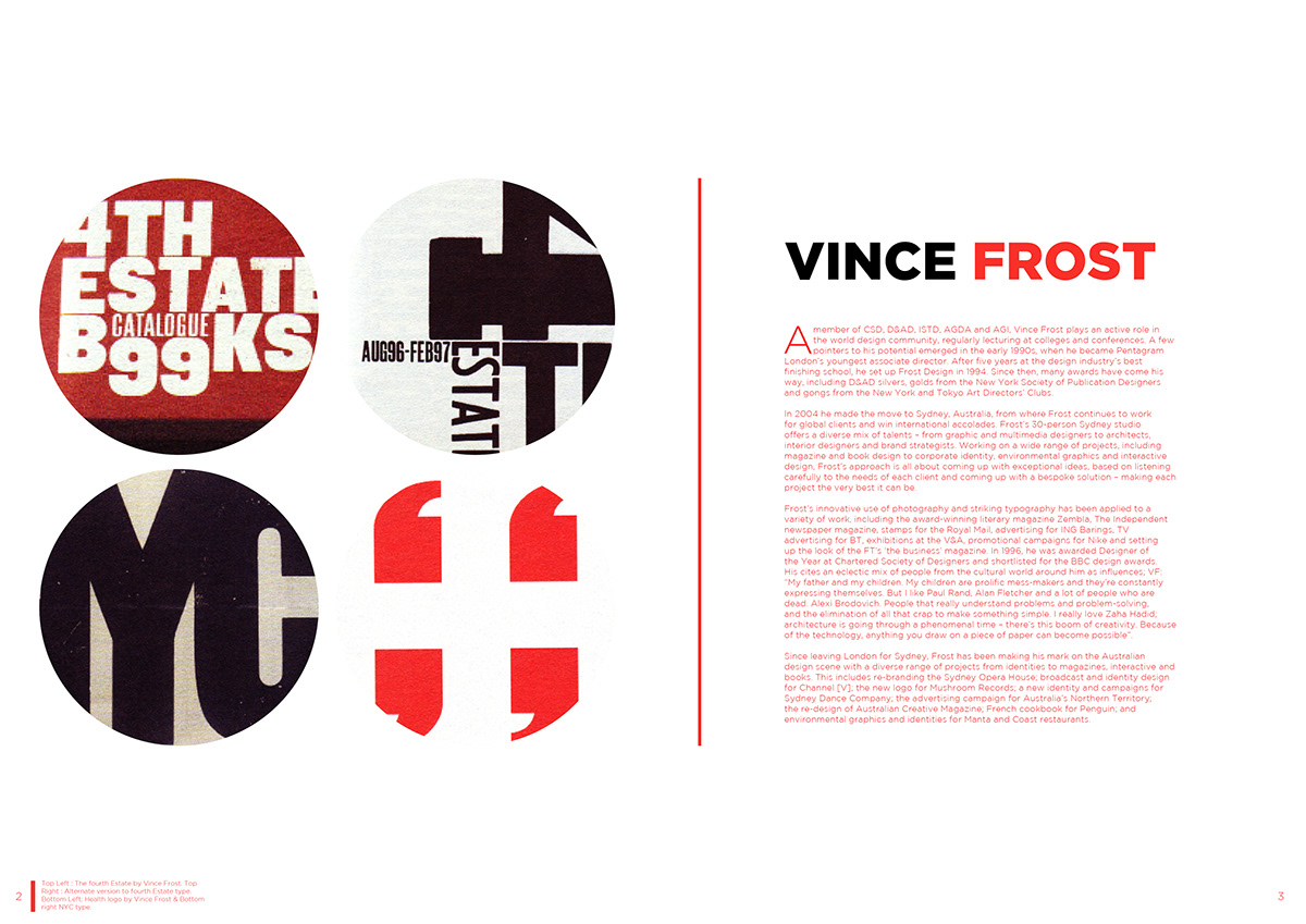 Vince Frost vince frost spread DPS Double Page Spread Layout magazine type creative mitchell gracey ABM staffs uni colour