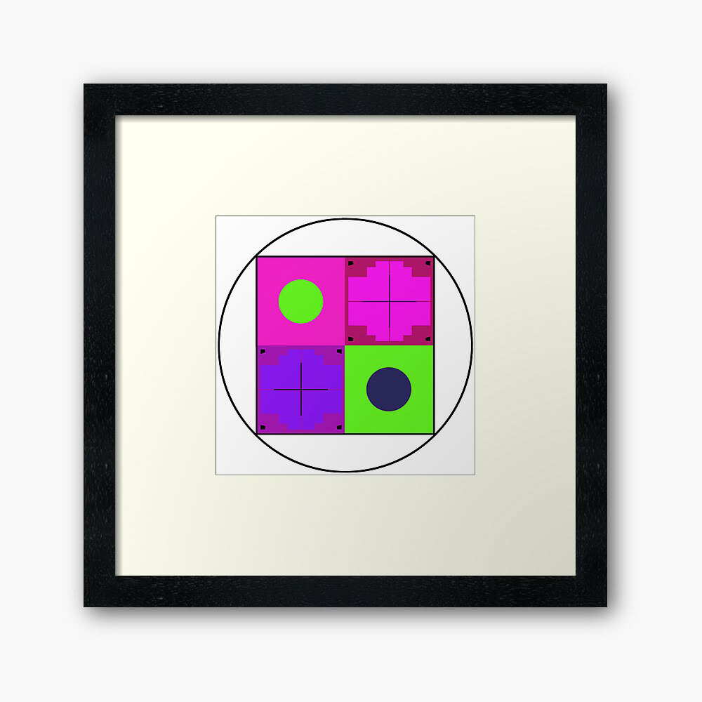 fluorescent rose green purple symbol logos geometric abstract pattern Digital Art 