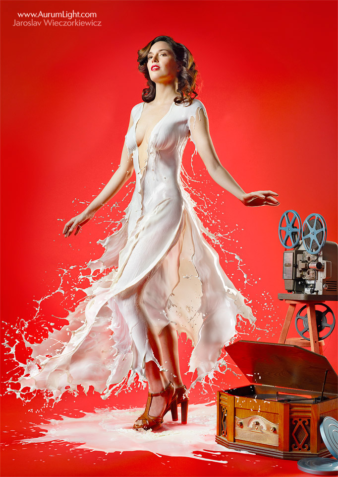 milk water splash Liquid fluid milk dress calendar AurumLight Jaroslav jaroslav wieczorkiewicz Aurum creative cammercial models paint