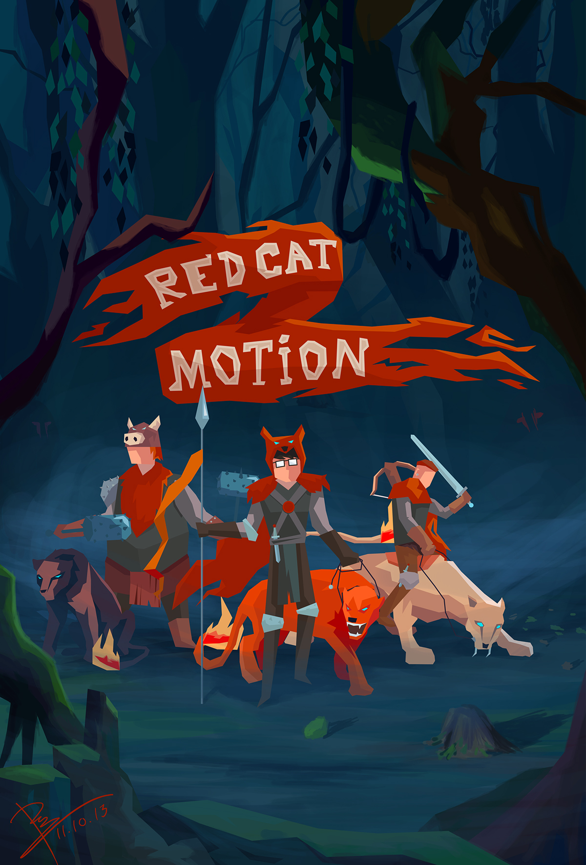 red Cat motion personal banner passion vietnam Leo dinh vector