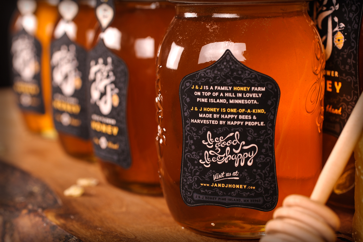 J & J Pine Island Honey Ivan Trushin Packaging Honey packaging Honey Typography