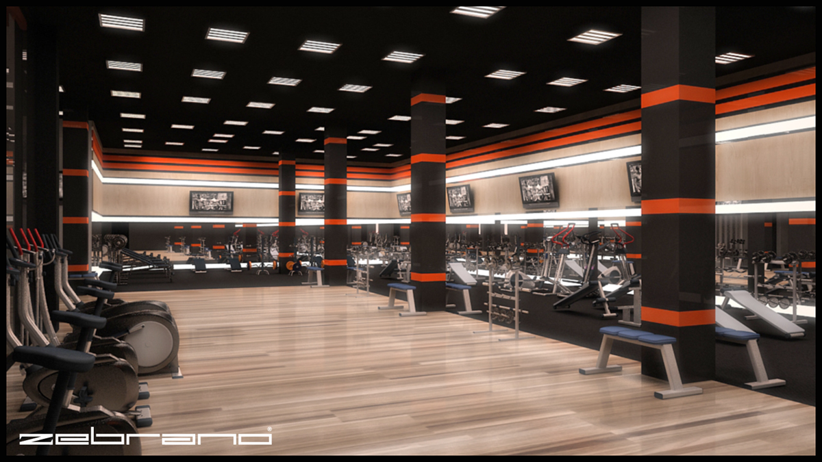 interiors 3d max vray visualization Sport Center Space design modern gym branding ideas