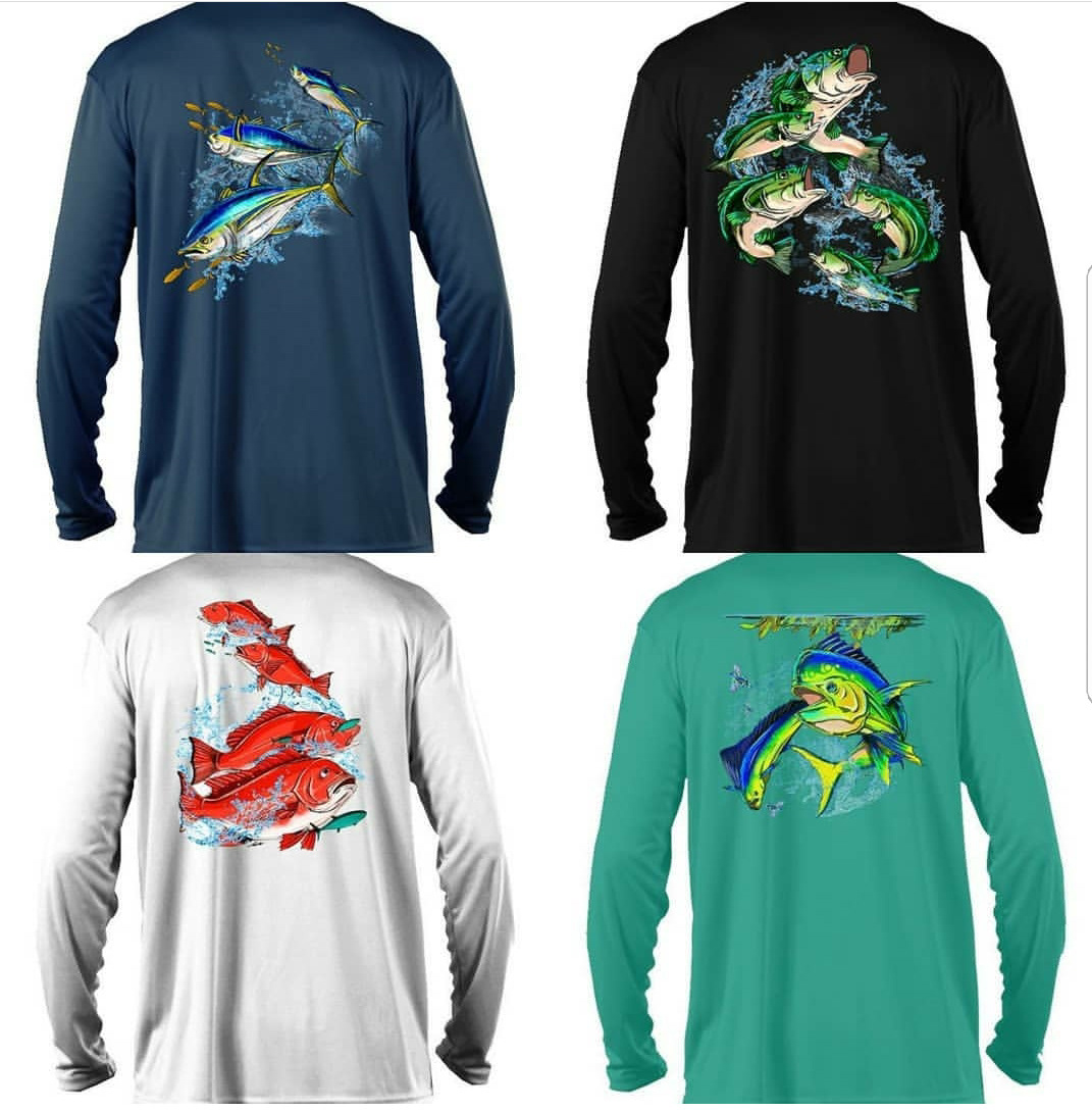 mahi mahi Yellowfin tuna red snapper bass PFG Performance Fishing Shirts shirt designs