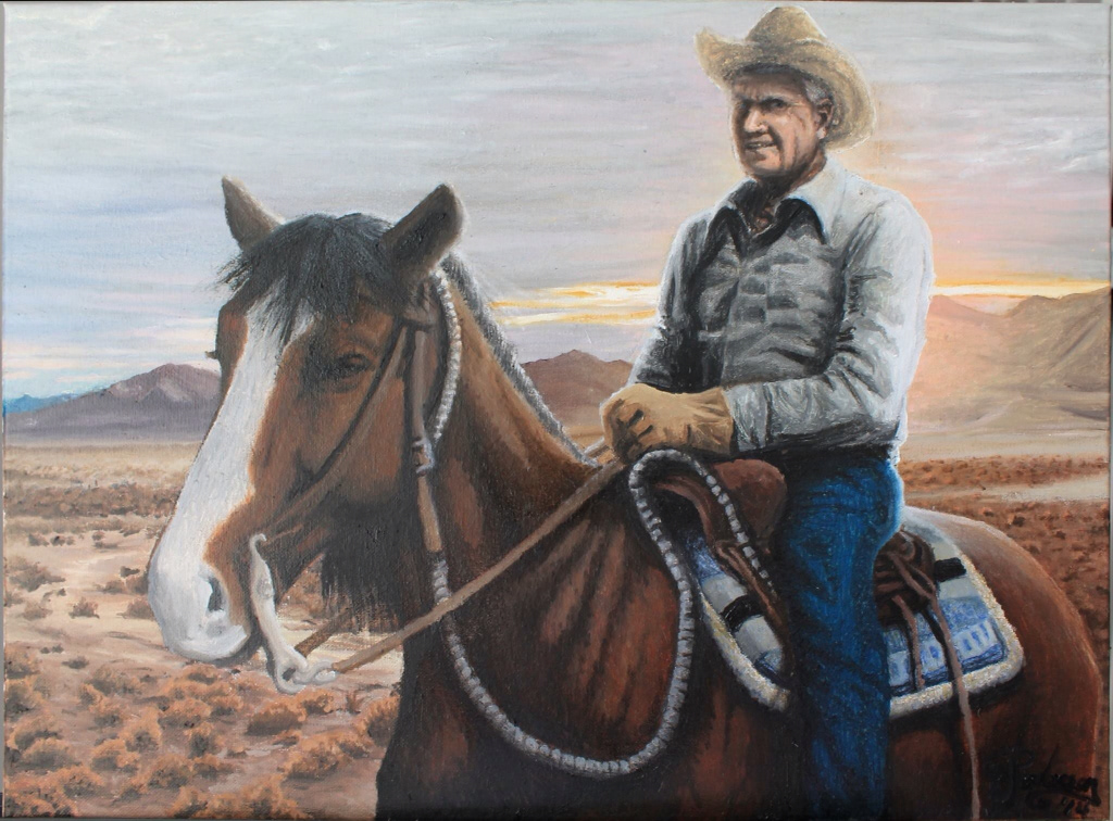 cowboy horse painting   sunset oil utah
