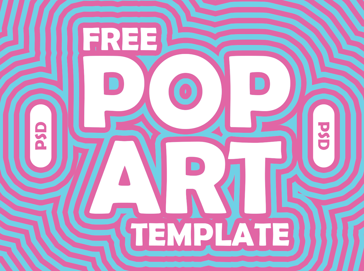 Pop Art digital photoshop psd template free freebie download color pop