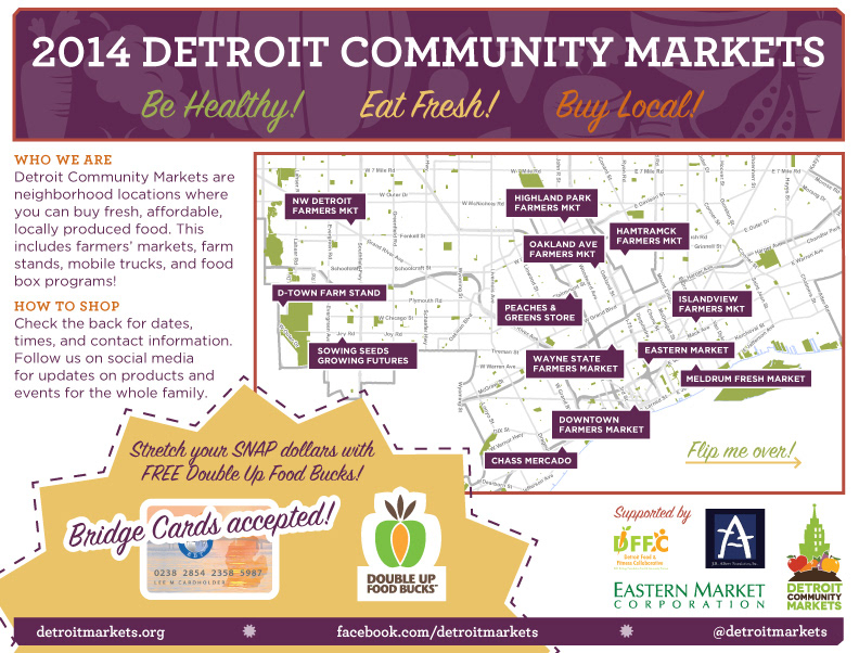 farmers market detroit postcard map information