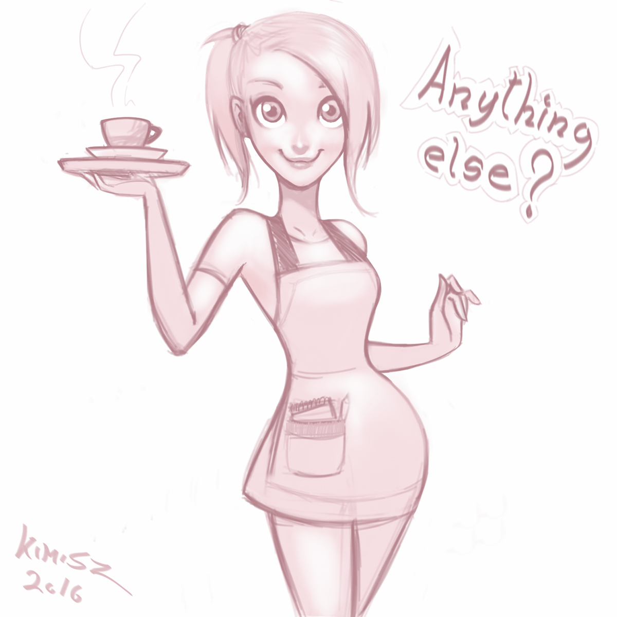 cute waitress cartoon girl kimisz felipekimio