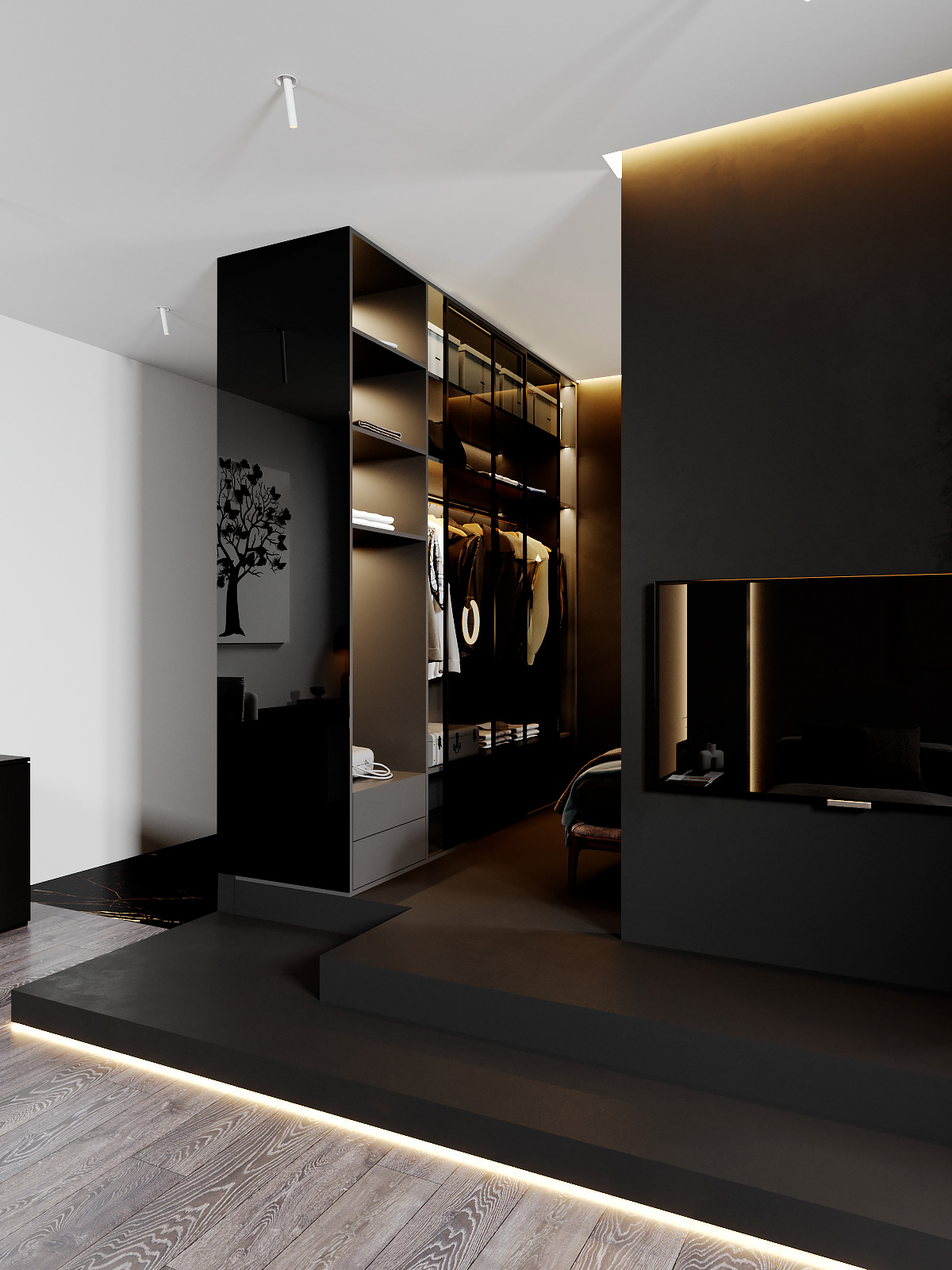 anthracite bedroom black CGI corona Interior interiordesign White