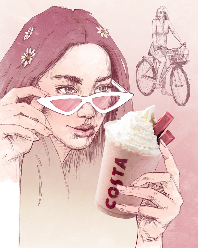 Costa Coffee frostino raspberry girl summer