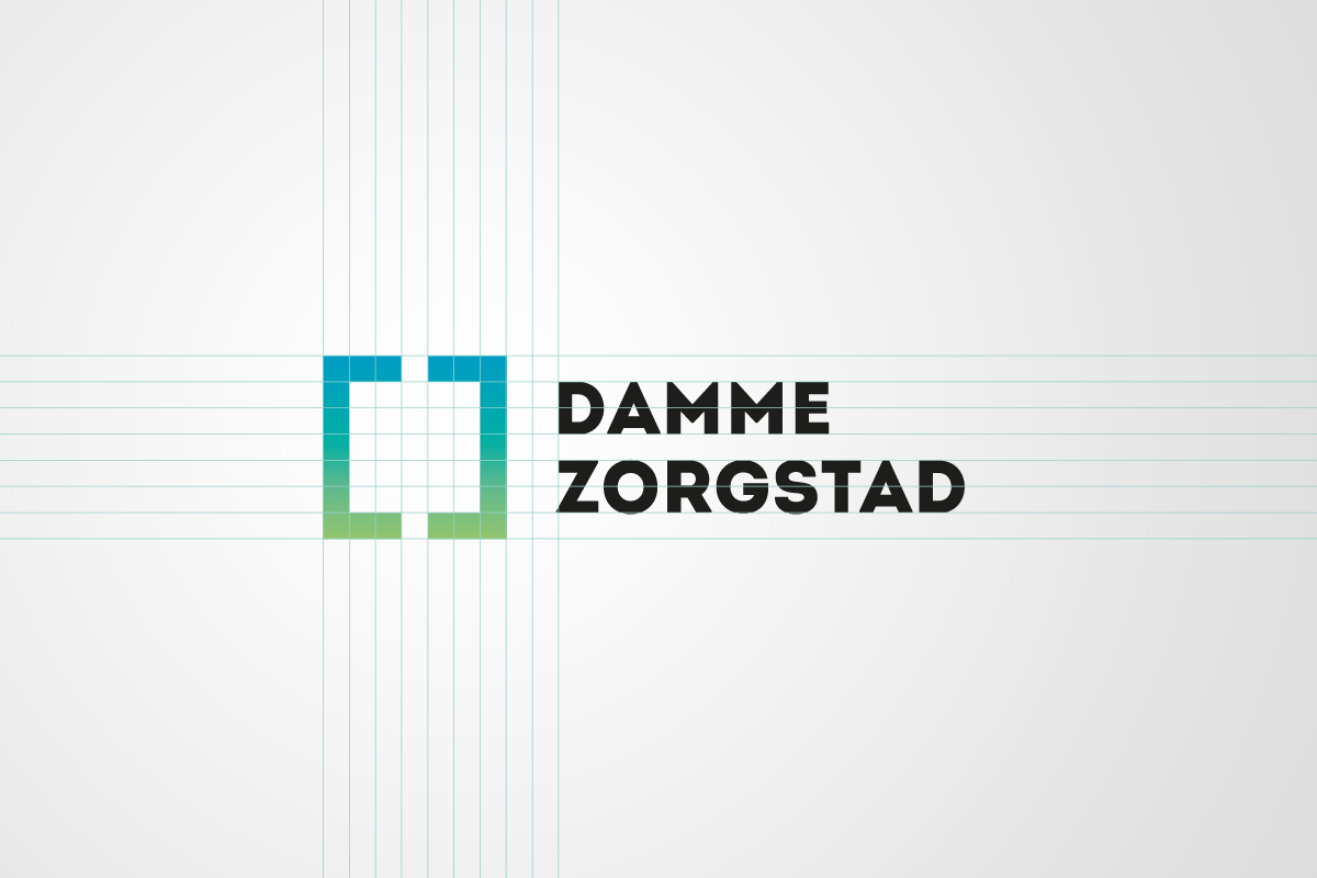 Damme Zorgstad city green blue gradient brochure logo care