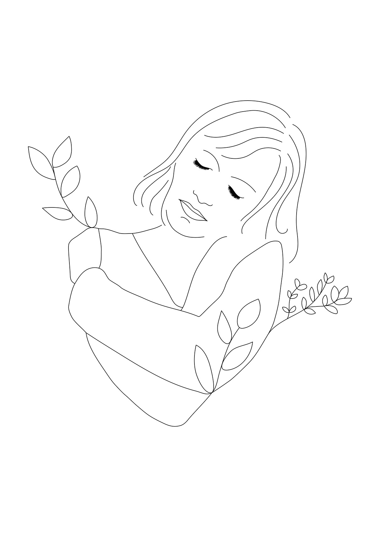 black and white Editorial Illustration linedrawing mindfulness minimal NatureLover peace selfcare woman