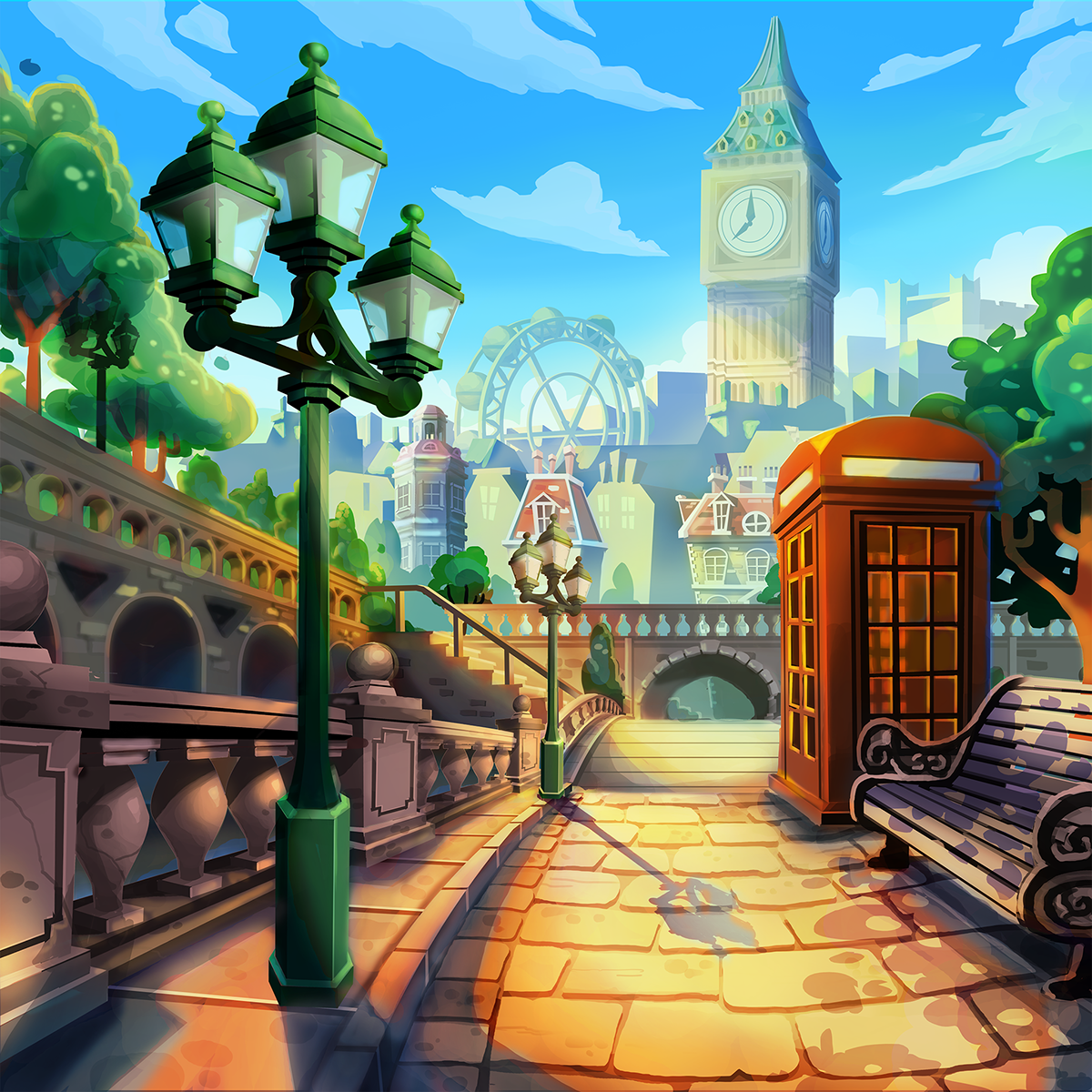 background Travel world concept ILLUSTRATION  simple clean colorful king mobile game