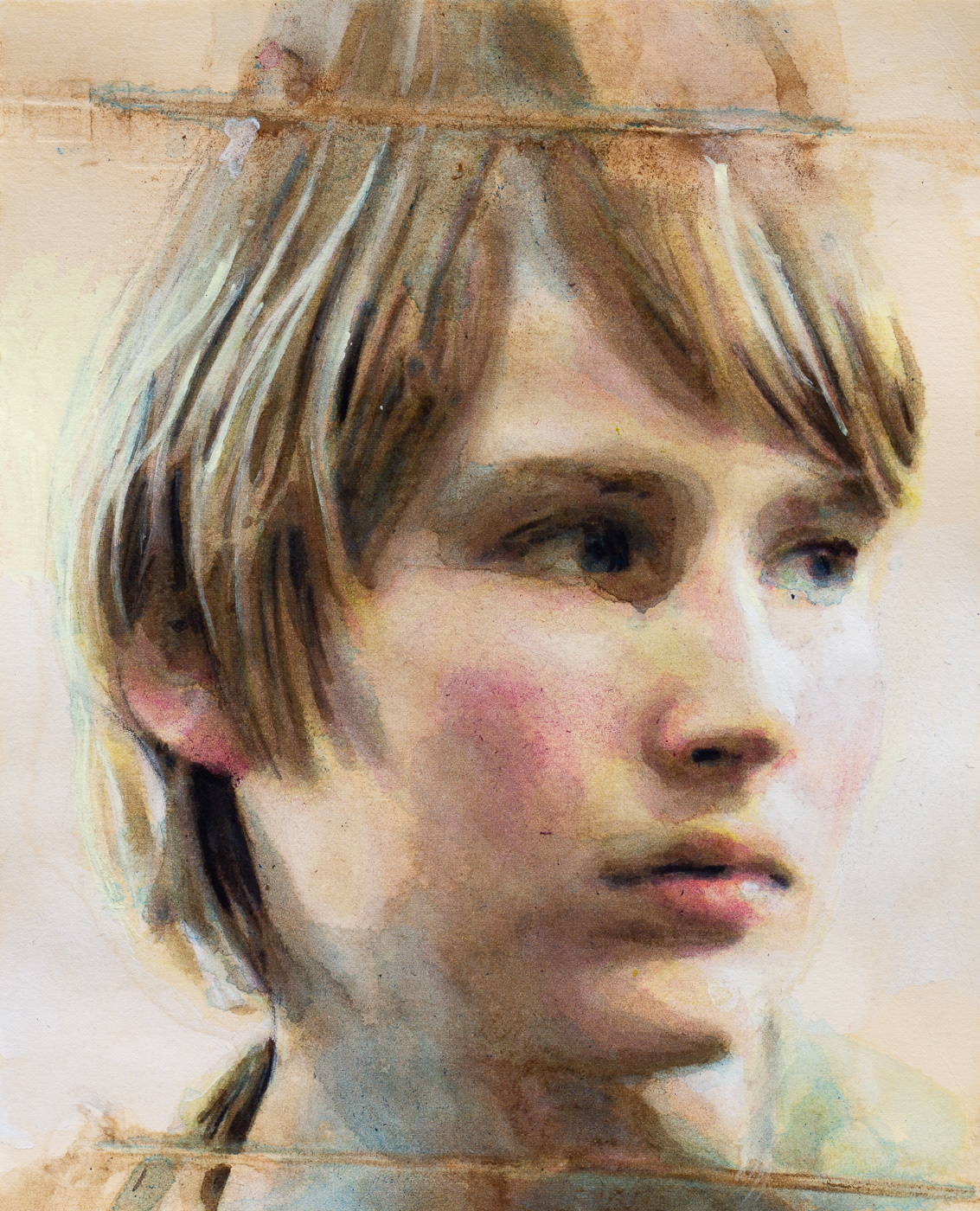 artwork boy child FINEART onPaper painting   portrait Portrait Painting watercolor