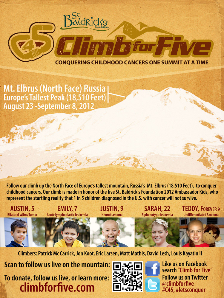 mountain charity nonprofit climb elbrus Russia Europe Mountaineer Hike sport cancer research fundraising hope peak