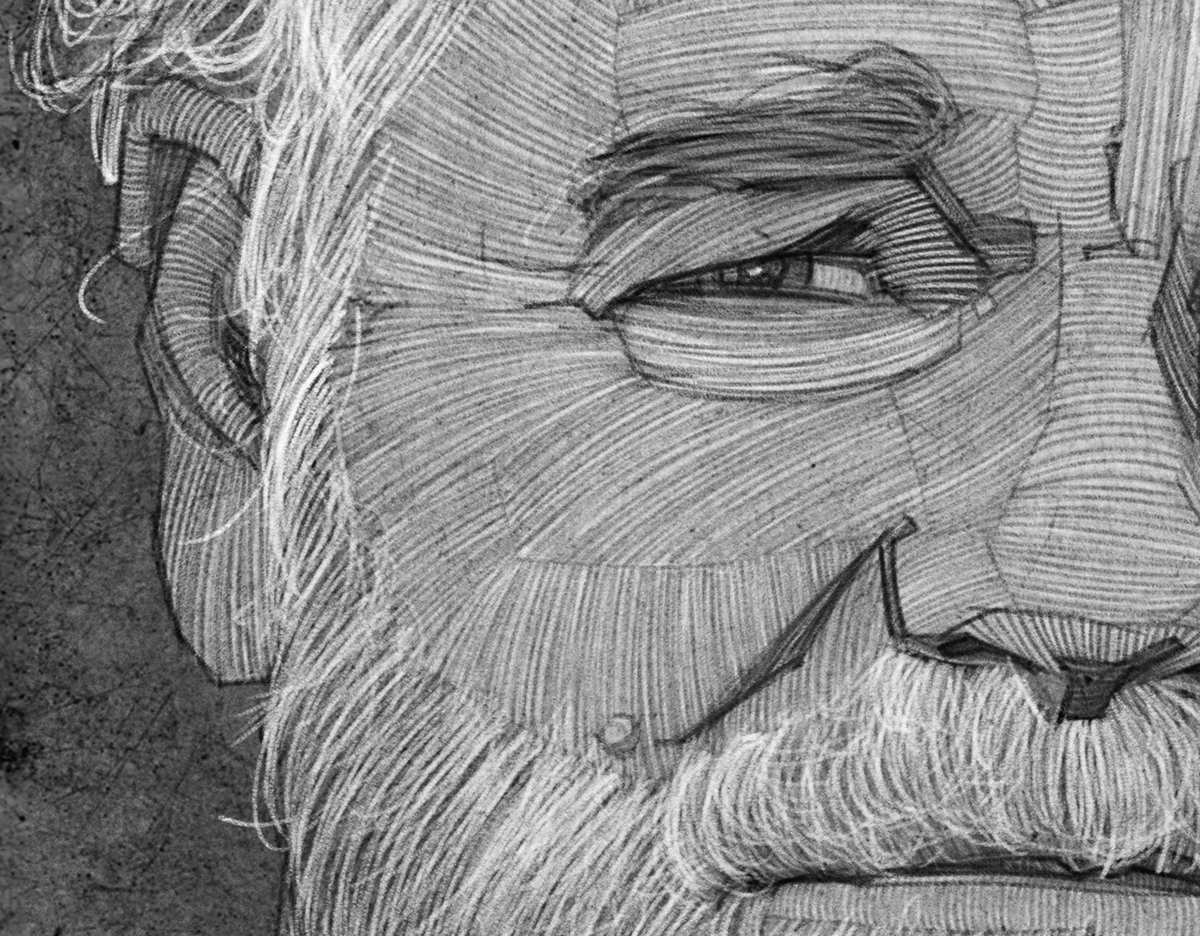 sketch b&w face portrait draw editorial famous actor Celebrity oscar