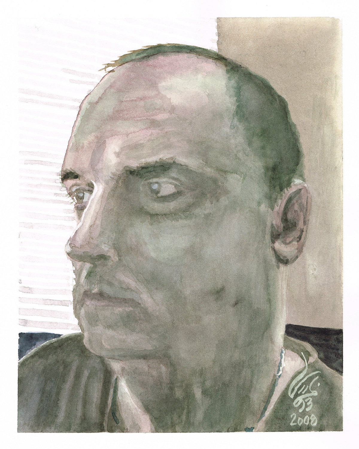 vid932008 r david foster David Foster self portrait watercolour watercolor water colour water color