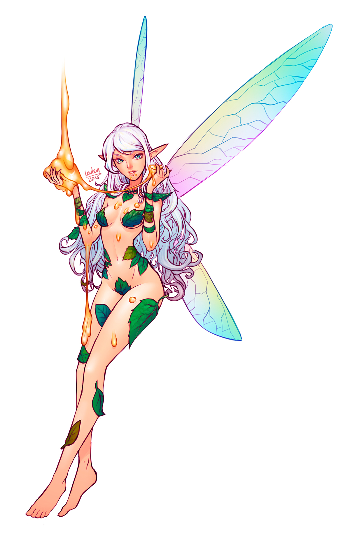 fairy white hair fantasy girl body anatomy Liquid rainbow
