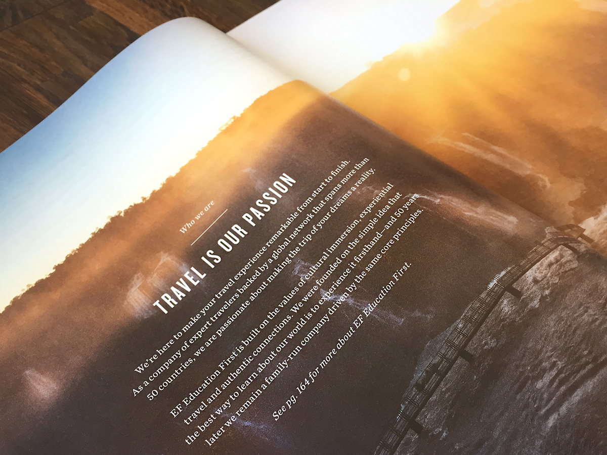 print design visual evolution Rebrand brand catalog brochure Travel