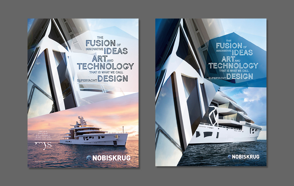 Advertising  boat Campaign Design luxury Nobiskrug shipyard superyacht typography   yacht Yacht Design