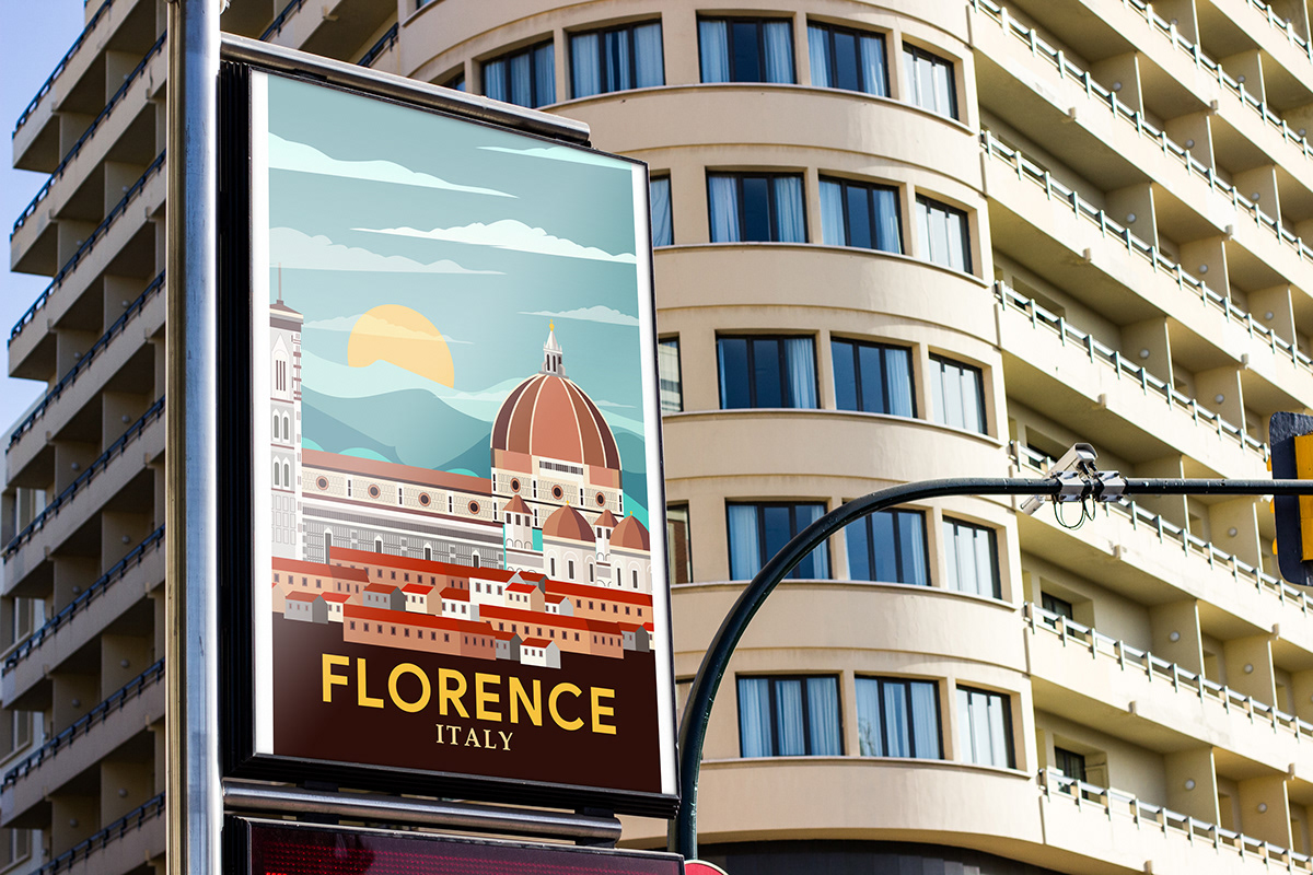 city colorful Florence ILLUSTRATION  poster vector