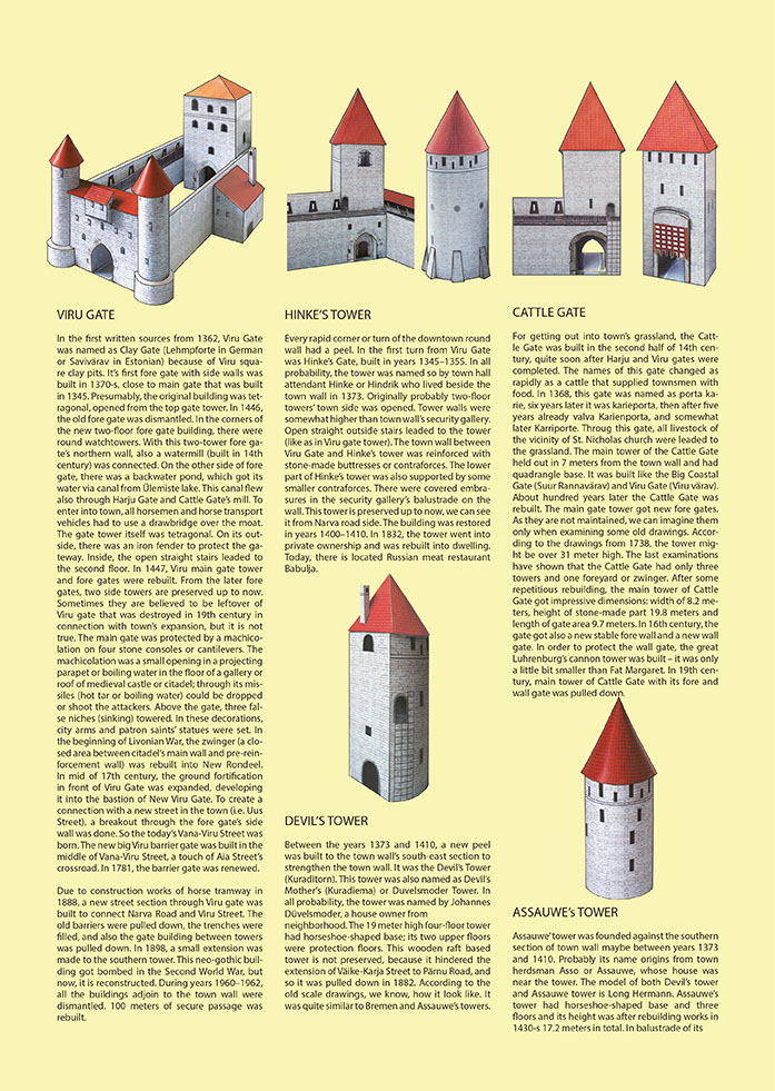 folding book medieval history arhitecture children`s book 3d book Tallinn medieval town wall tower