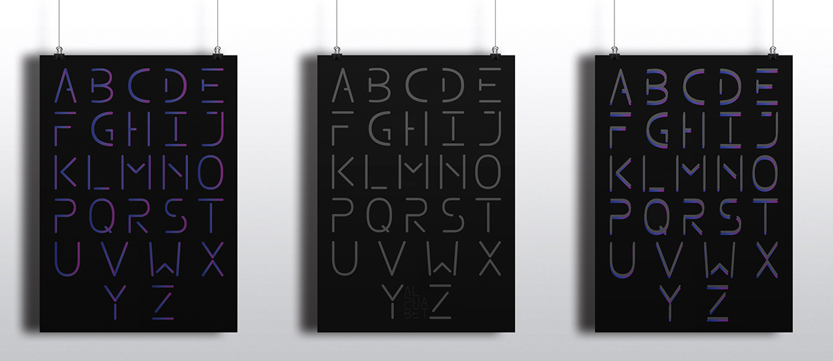 alphabet letter poster black bg